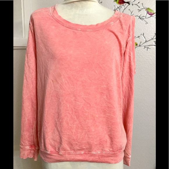 Painted Thread Cold Shoulder Peach Sweater Sz. S - Picture 1 of 7
